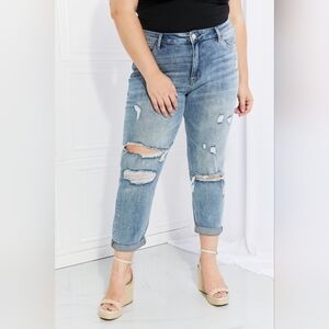 VERVET BY FLYING MONKEY Dreamland High Rise Boyfriend Jeans Relaxed Plus 20W 22W